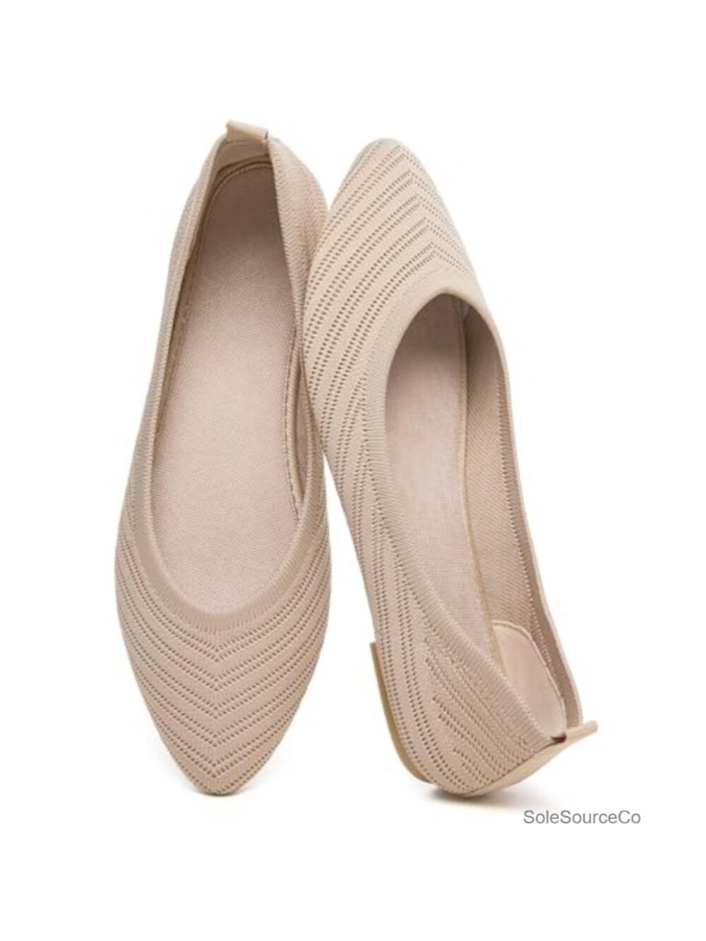 Knit Pointed Toe Ballet Flats Slip On Dress Shoes Foldable Travel